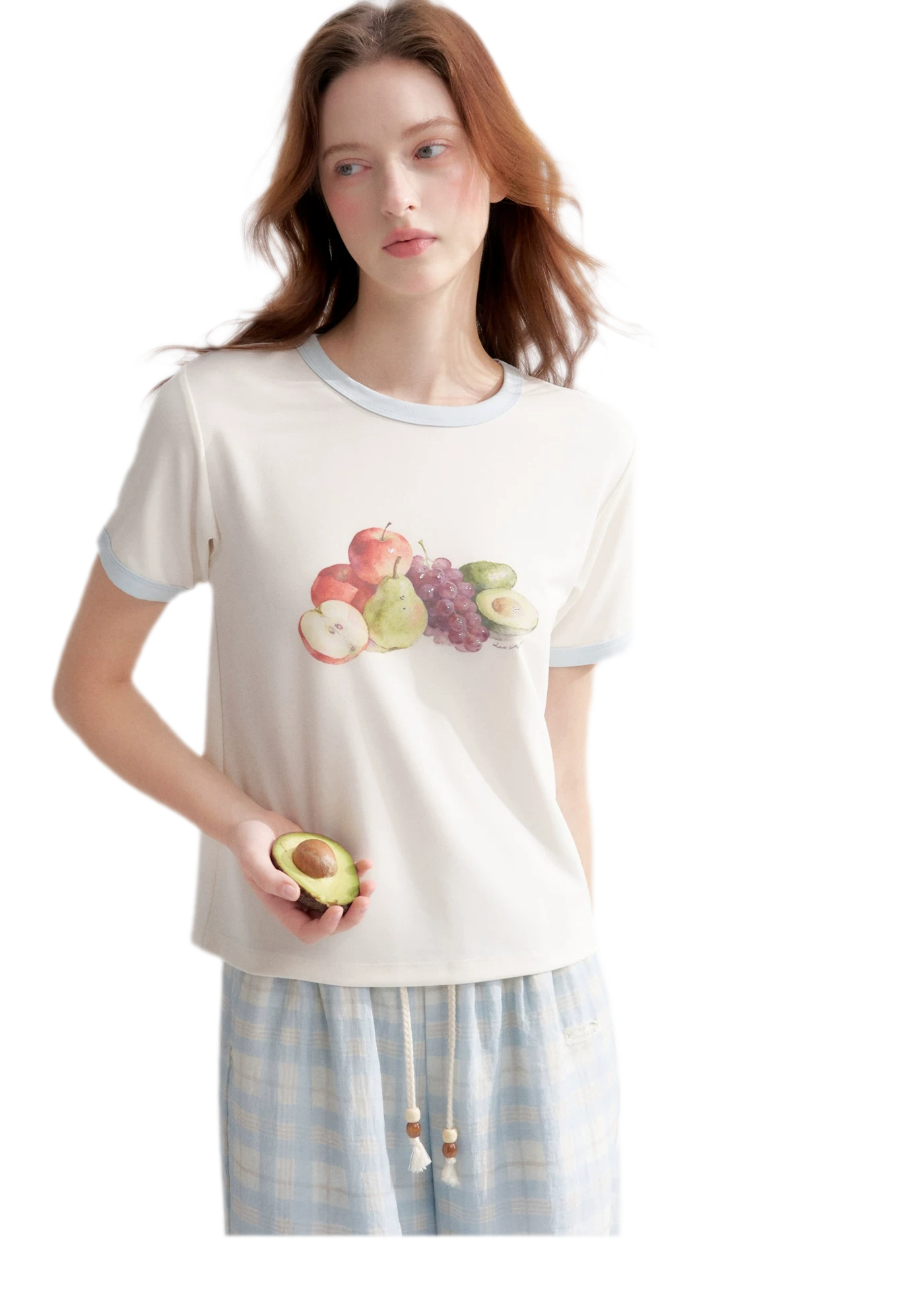 Rhinestone Fruit Print Tee