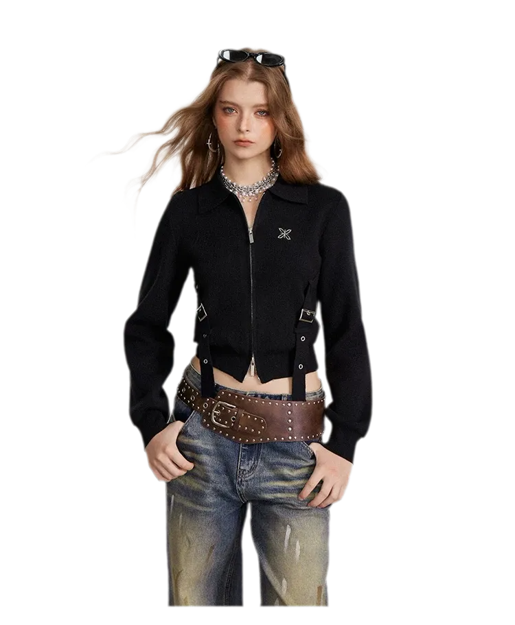 Vintage Cropped Zip Cardigan