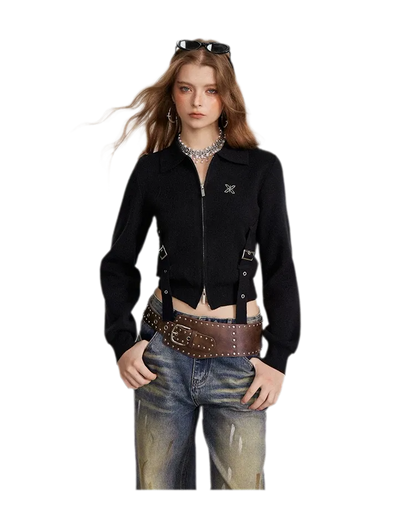 Vintage Cropped Zip Cardigan