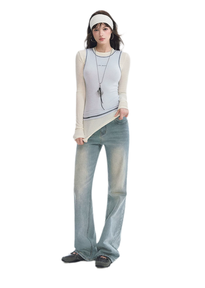 Contrast Trim Layered T-Shirt