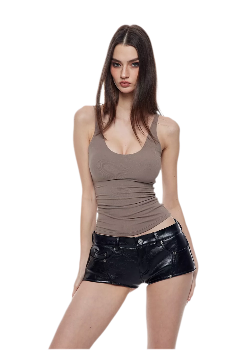 Glossy Faux Leather Shorts