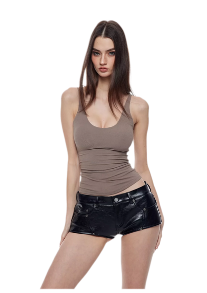 Glossy Faux Leather Shorts