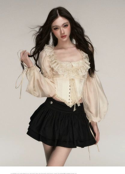 Lace Jacquard Corset Top
