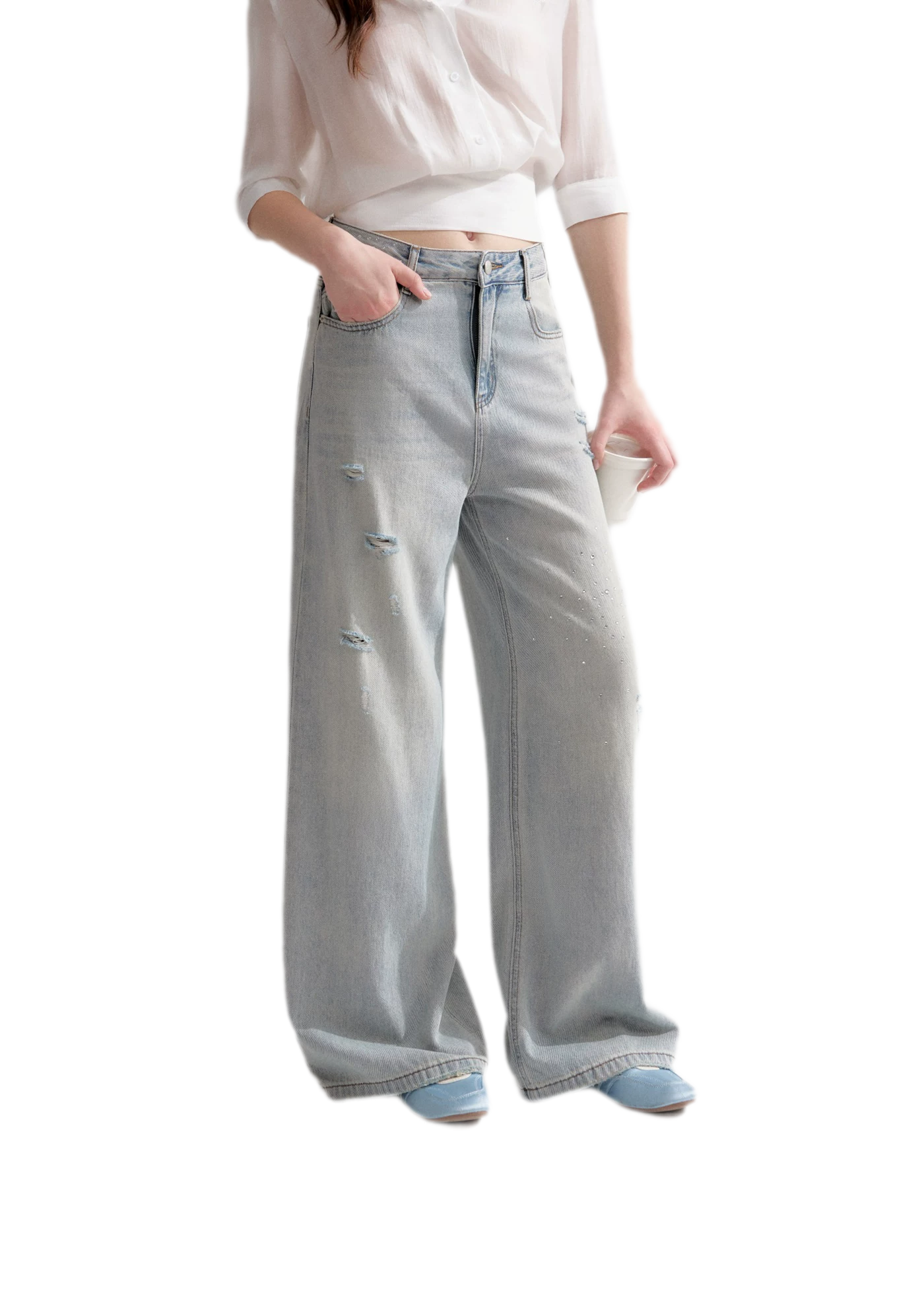 Washed Rhinestone Jeans