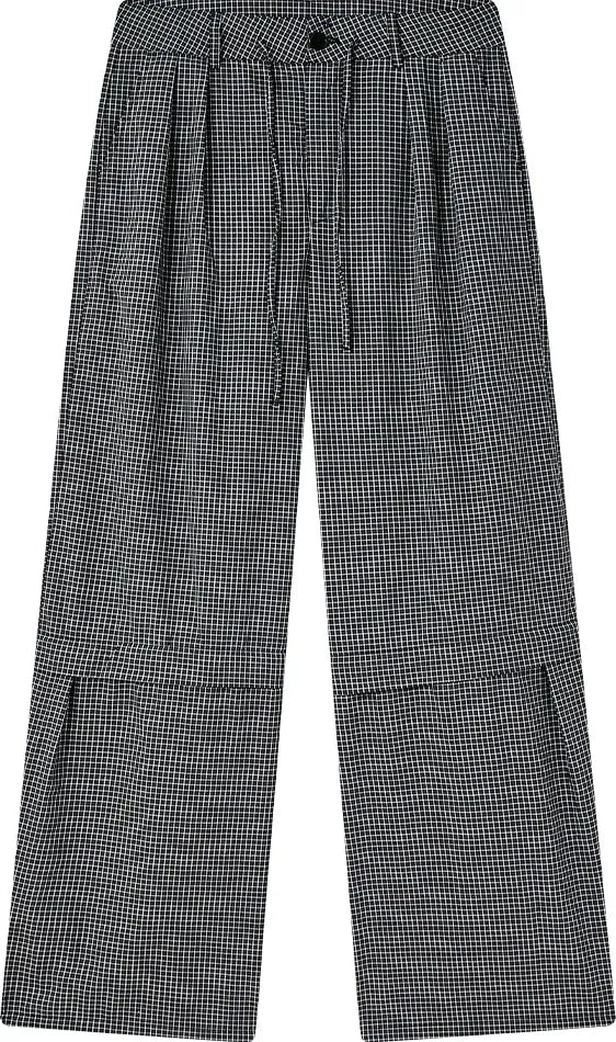 Detachable Check Straight-Leg Trousers