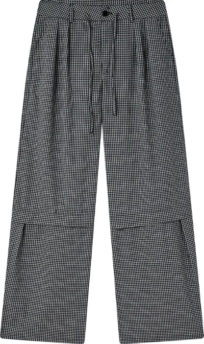 Detachable Check Straight-Leg Trousers