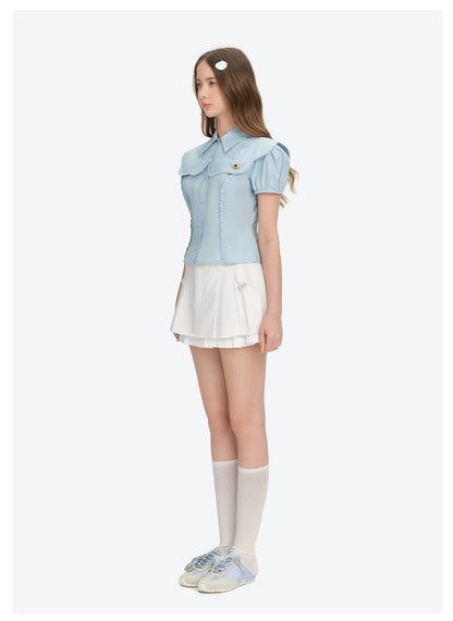 Patchwork Two-in-One Short Shirt