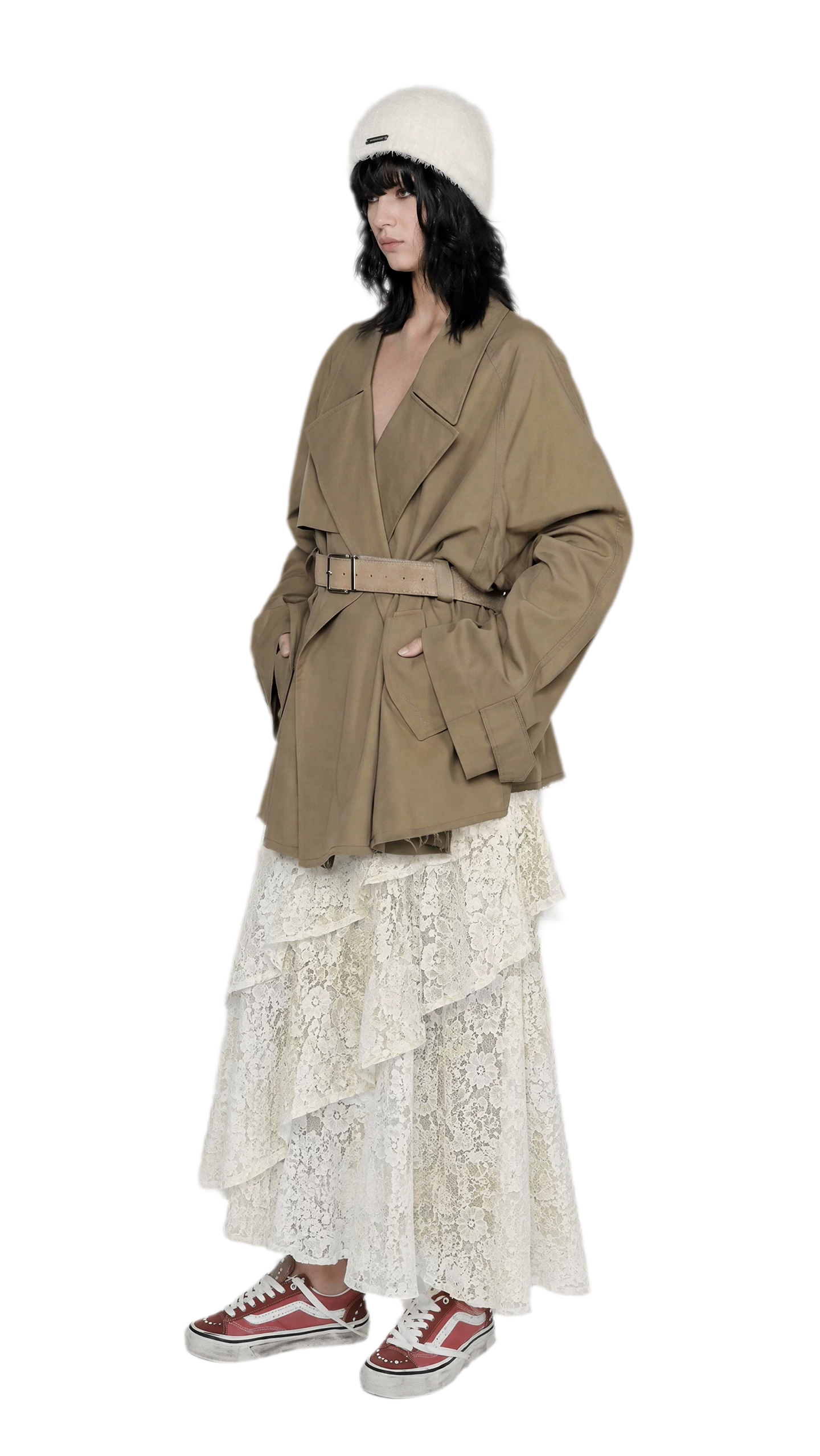 Spray-Dyed Lace Asymmetric Skirt