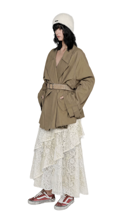 Spray-Dyed Lace Asymmetric Skirt