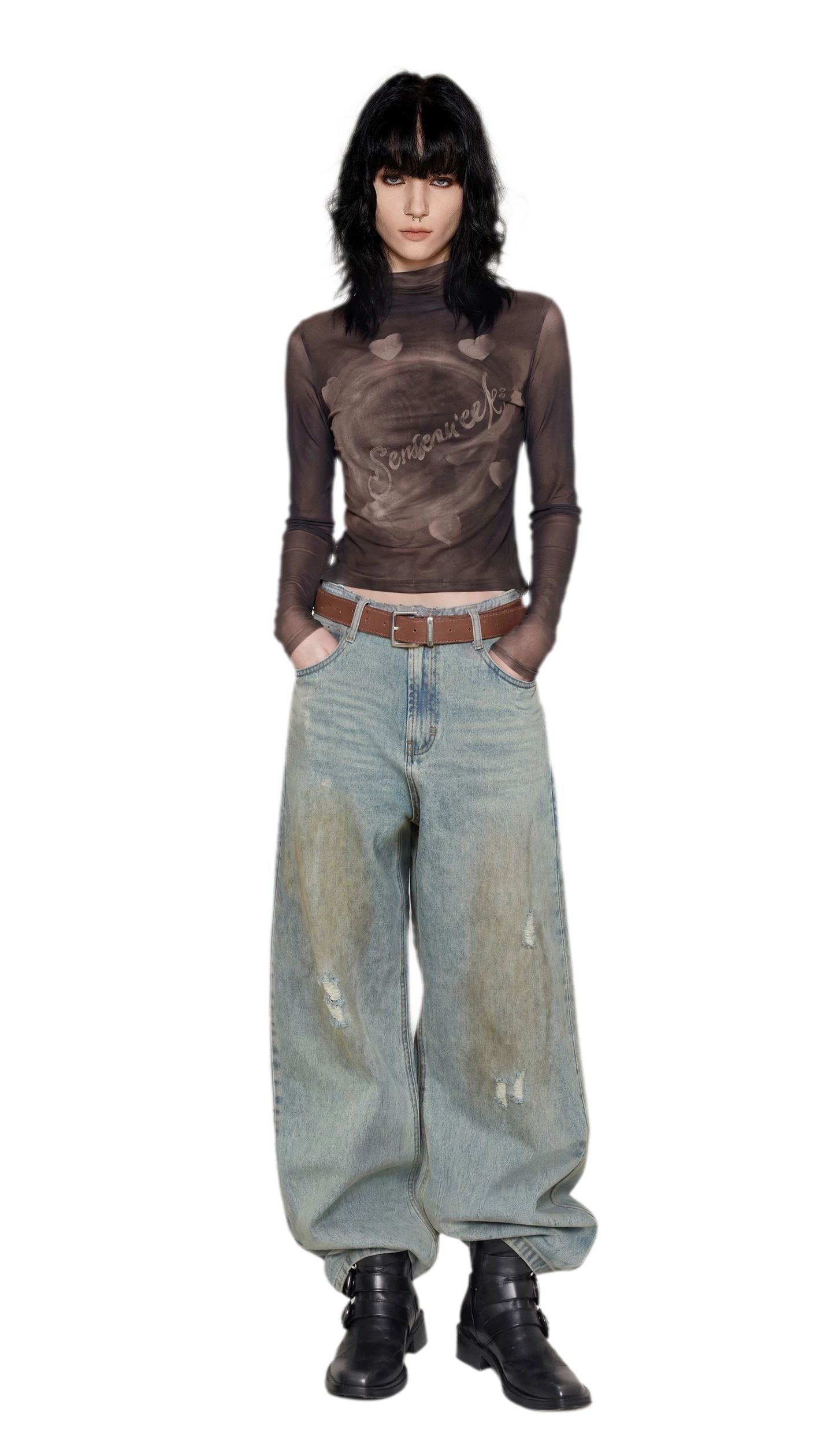 Gradient Eclipse Mesh Turtleneck