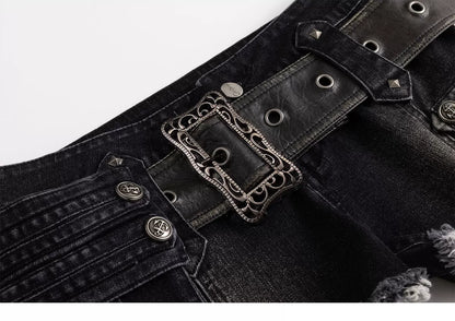Leather Belt Denim Shorts