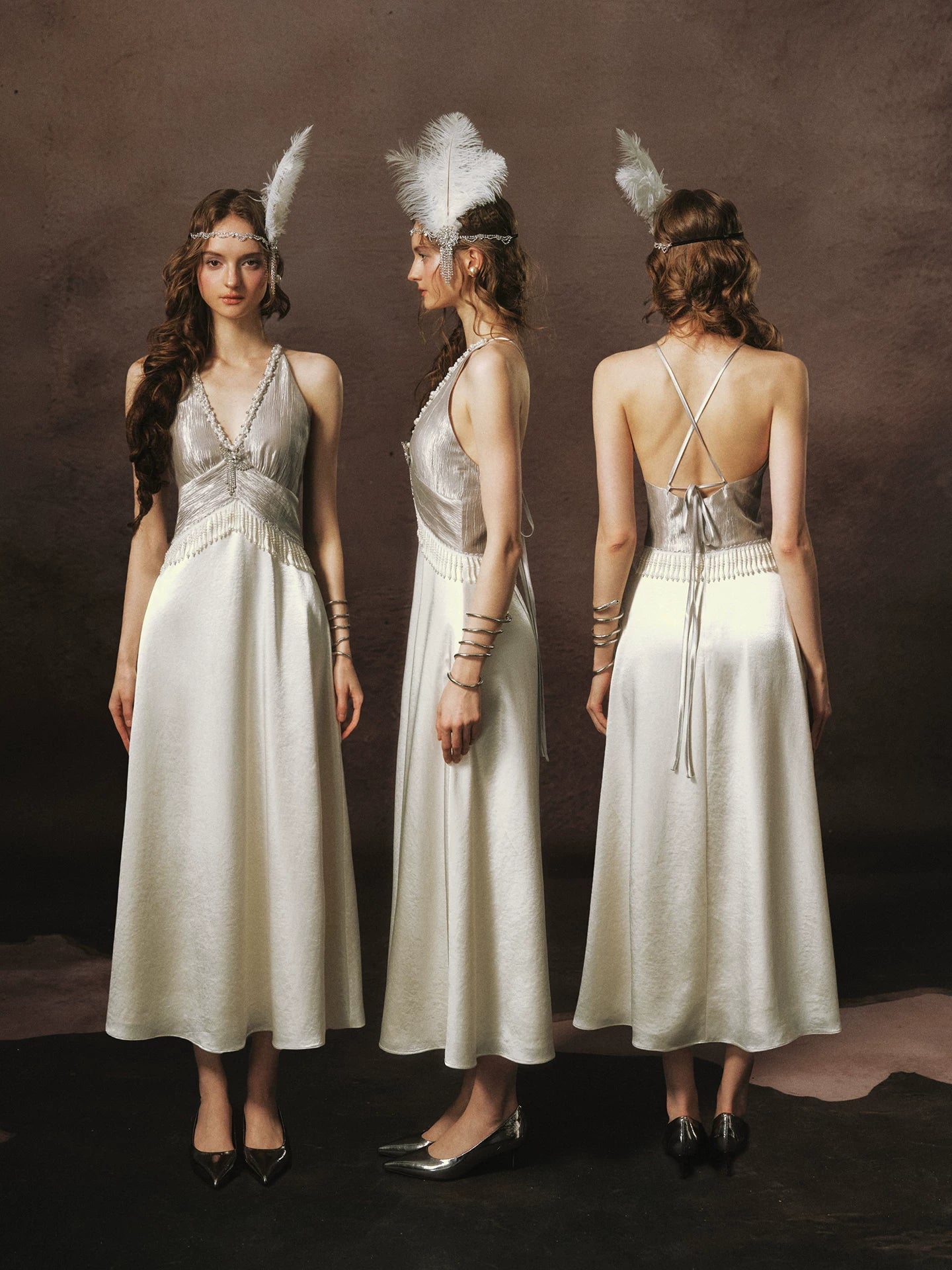 LACEMADE White Pearl Fringe Dress – view 4