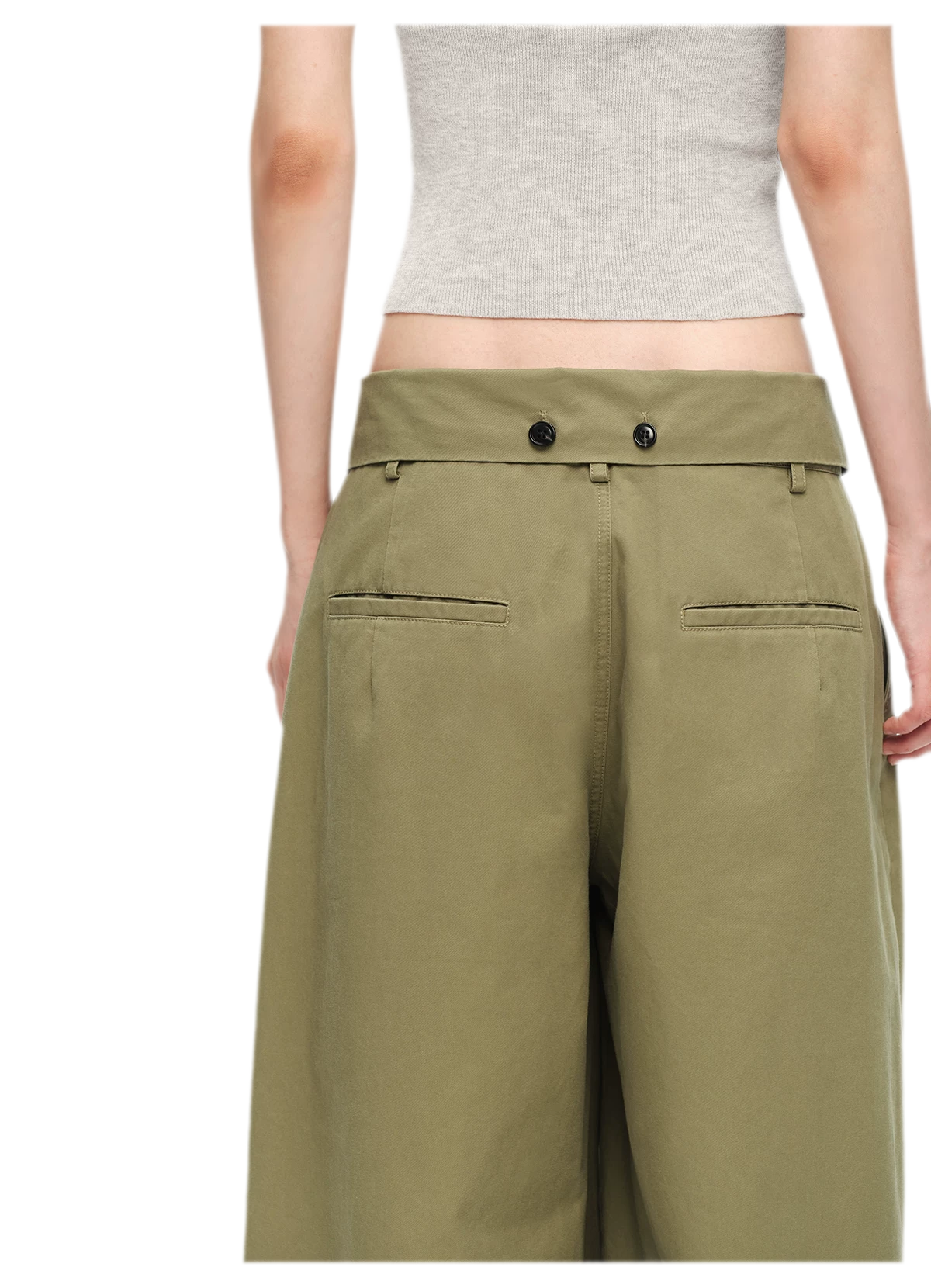 Washed Cross-Waistband Wide-Leg Pants