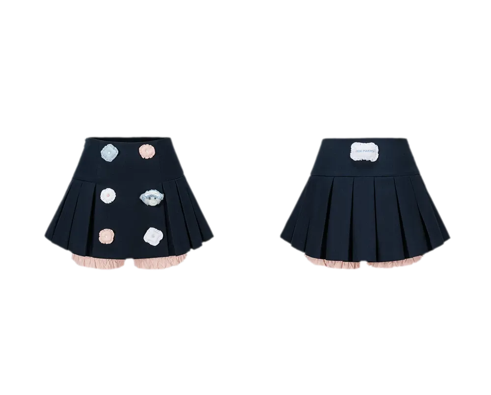 Bear Pleated Cotton Skort