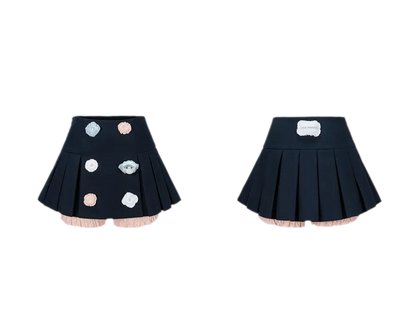 Bear Pleated Cotton Skort