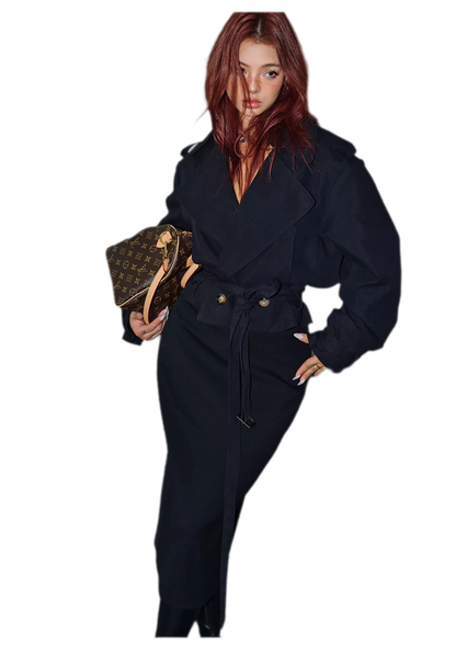 Cropped Belted Trench Jacket