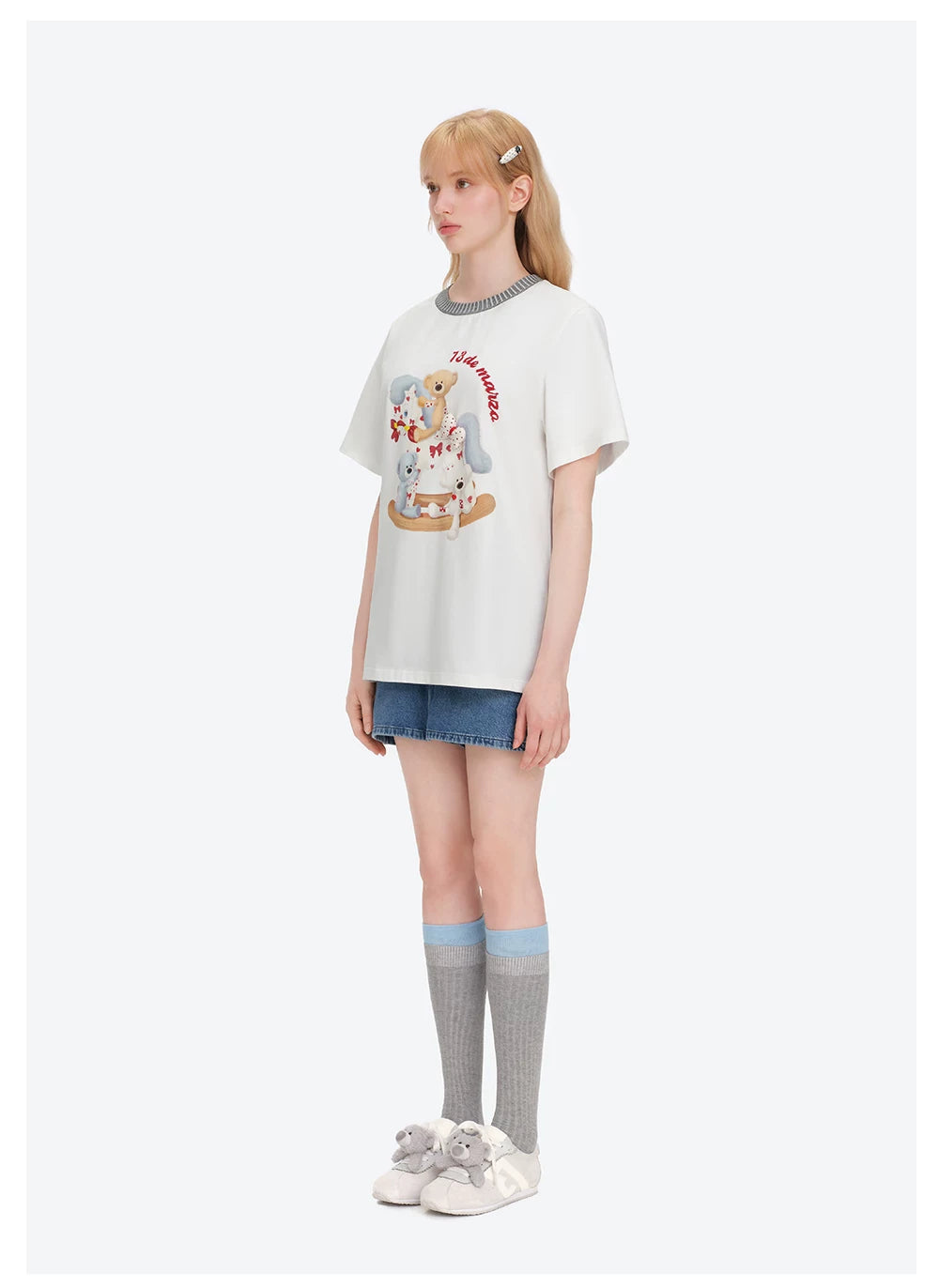 Loose Cotton T-shirt with Rocking
