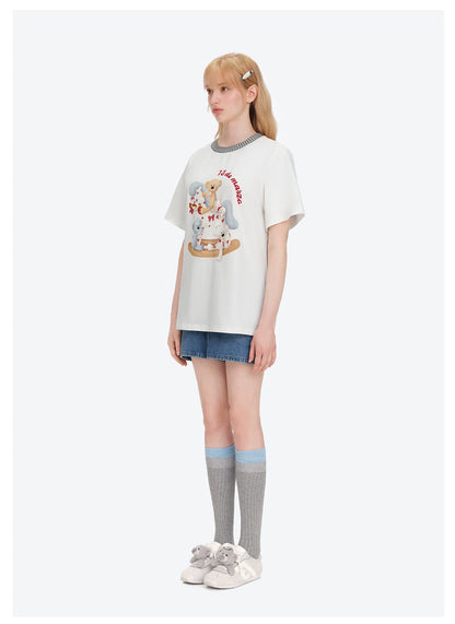 Loose Cotton T-shirt with Rocking