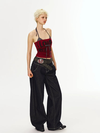 Halter Ruched Bustier Top