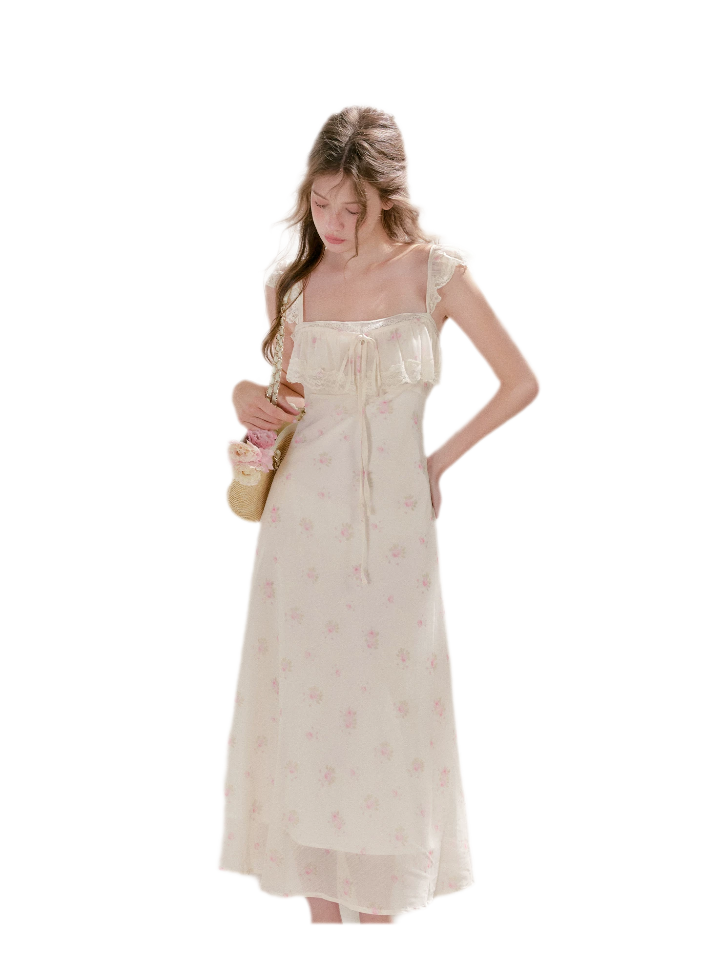Rose Print Lace Dress