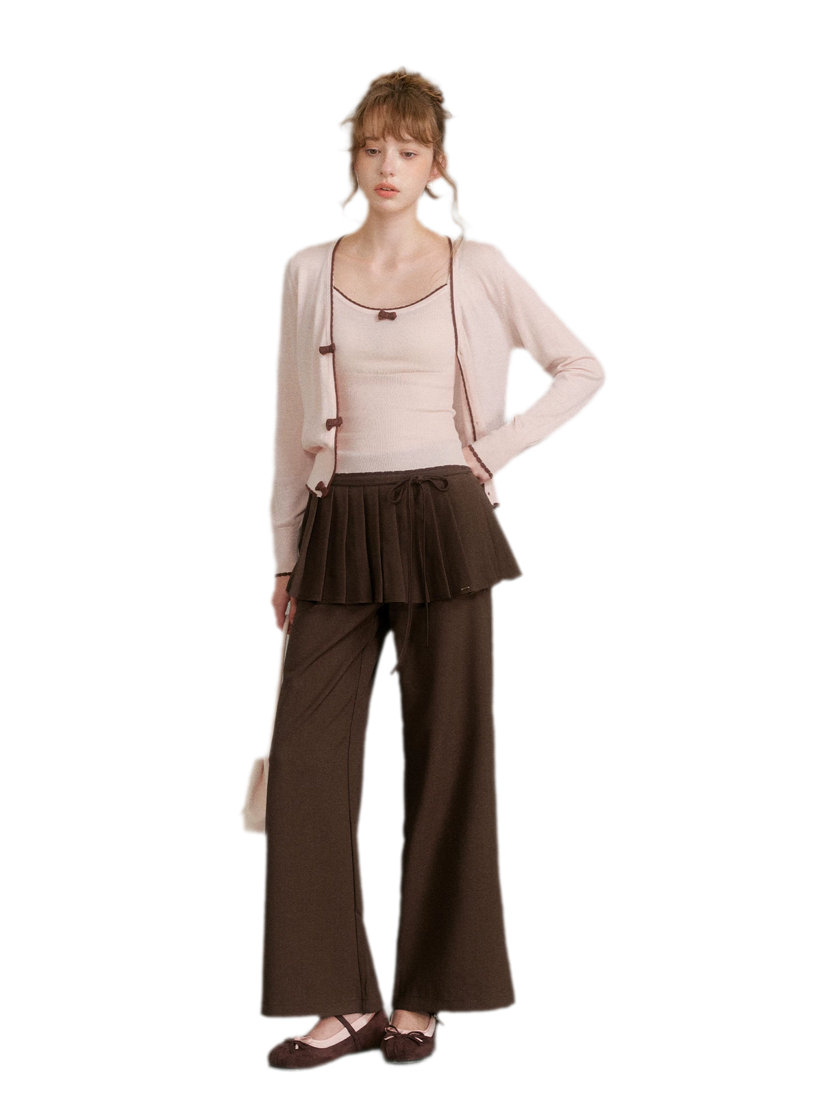 Pantalon plissé drapé à jambes larges