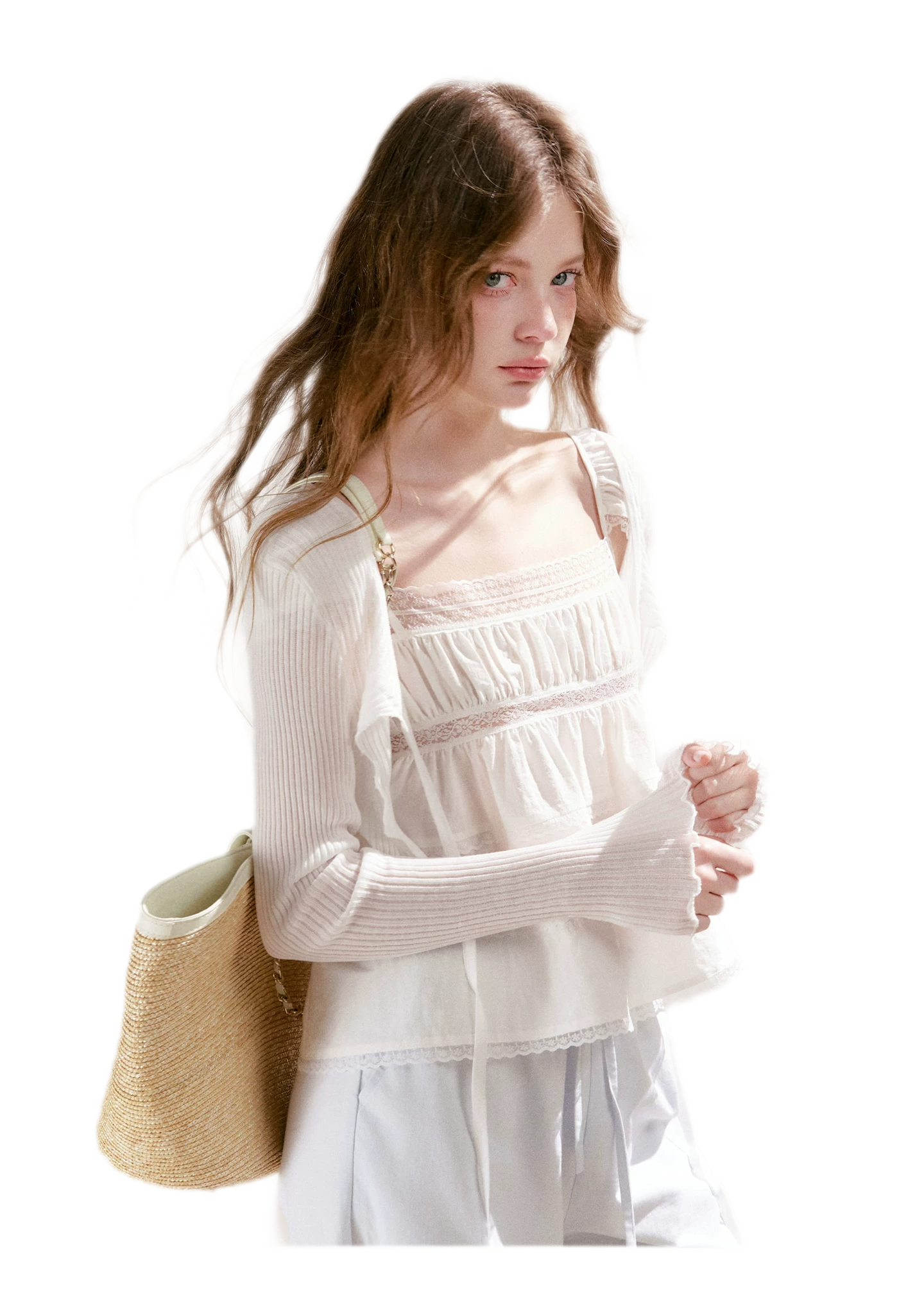 Lyocell Ribbed Tie-Front Cardigan