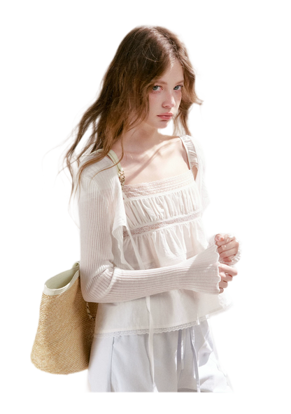 Lyocell Ribbed Tie-Front Cardigan