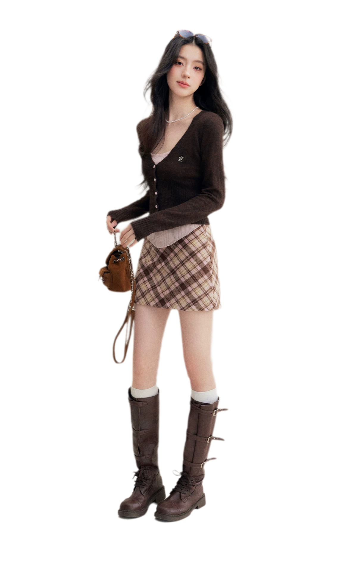Brushed Contrast V-Neck Sweater