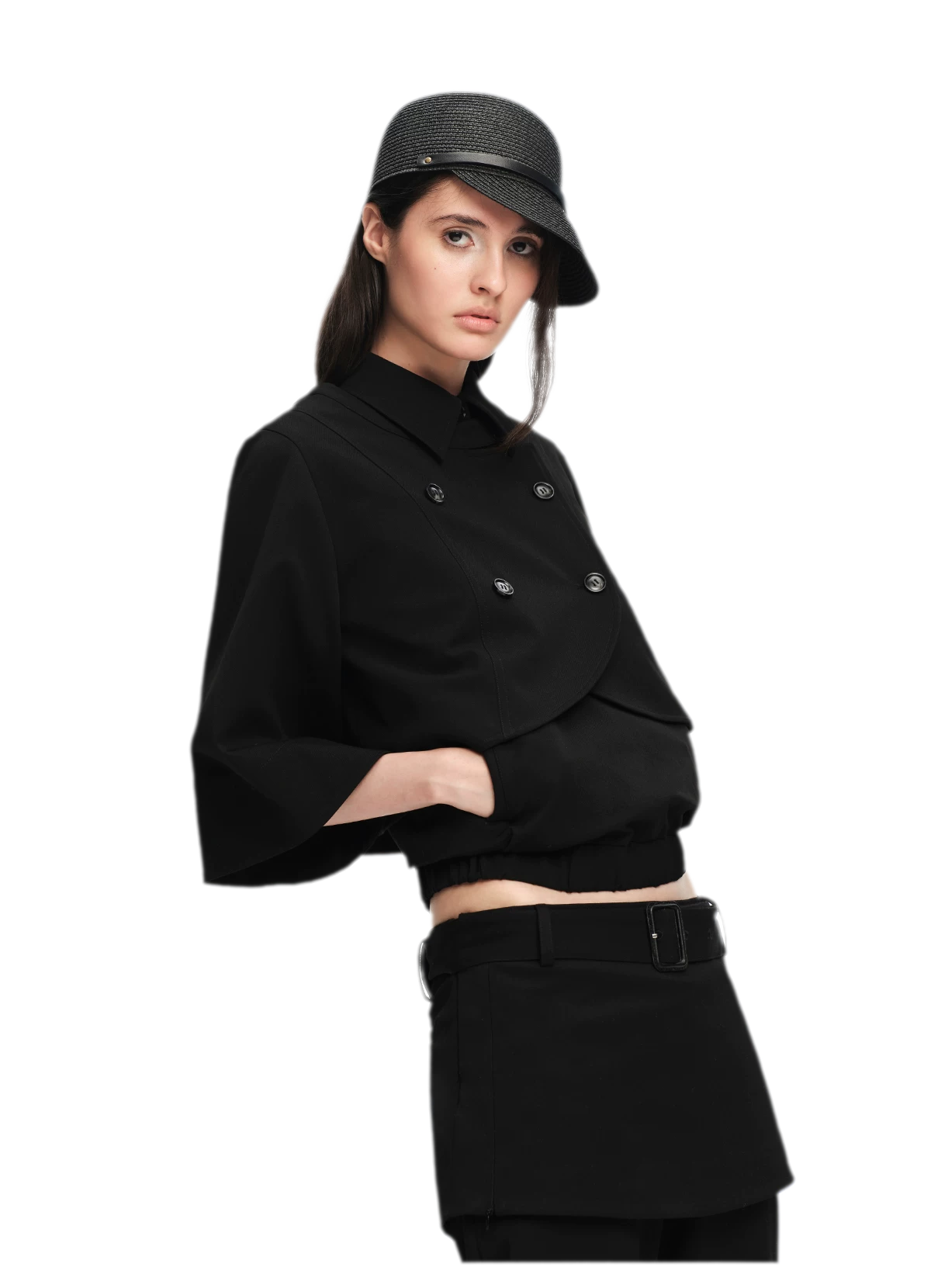 Double-Breasted Cape Vest Coat