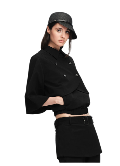 Double-Breasted Cape Vest Coat