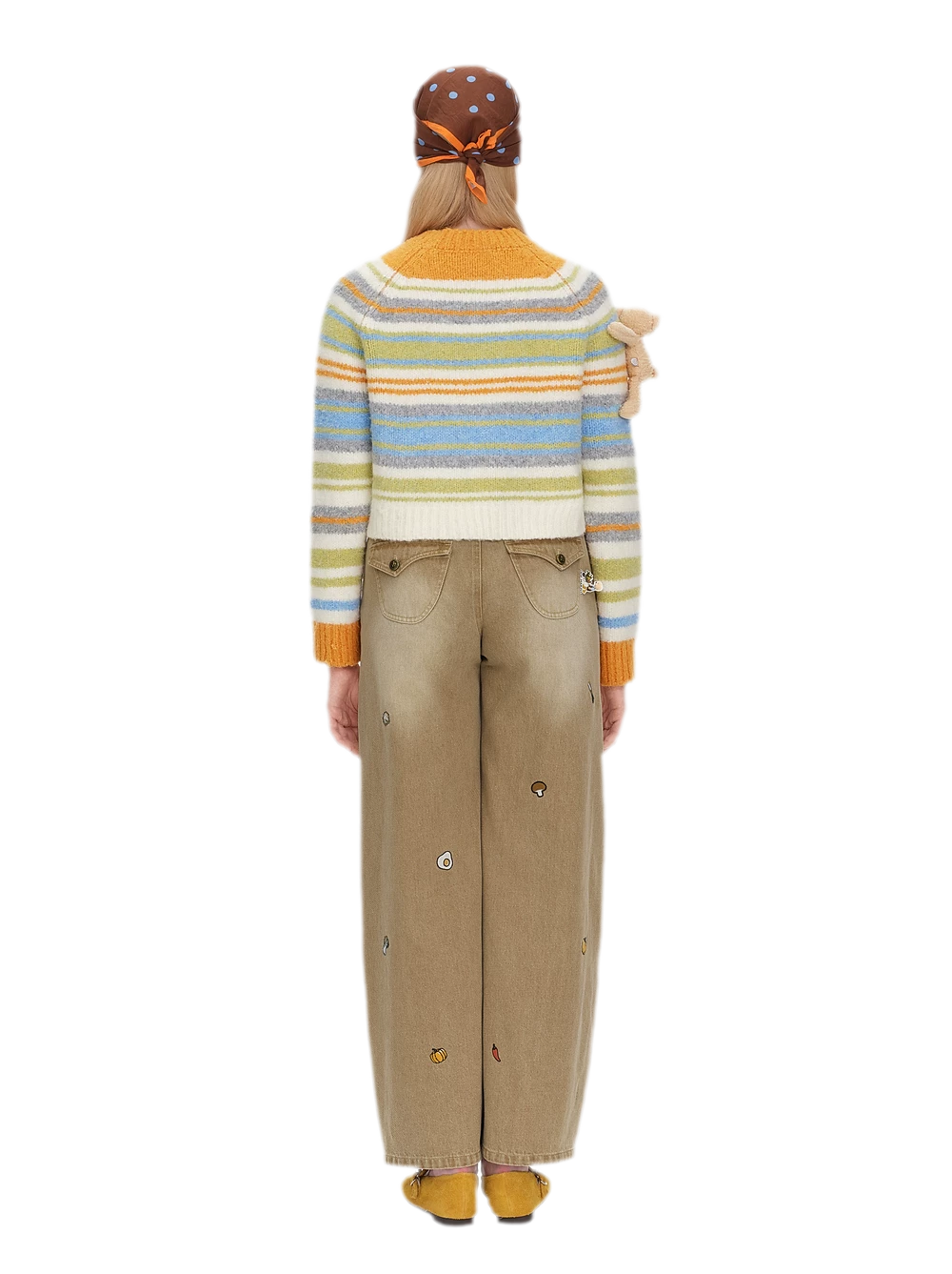 Color-Block Striped Fuzzy Sweater