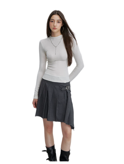 Asymmetric Pleated Strap Skirt