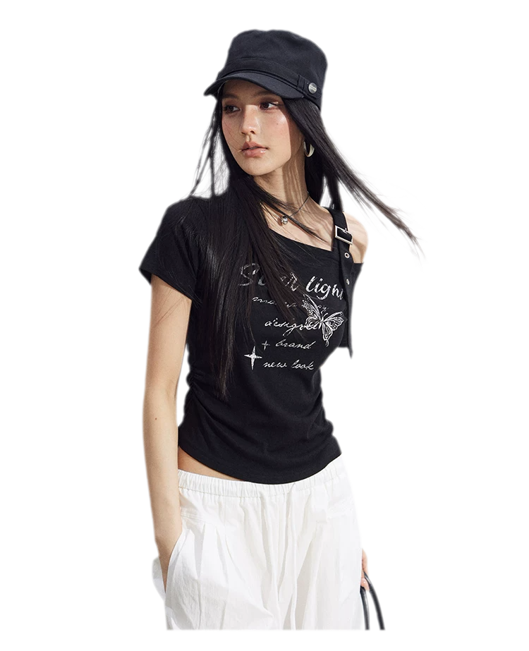 One-Shoulder Butterfly Tee