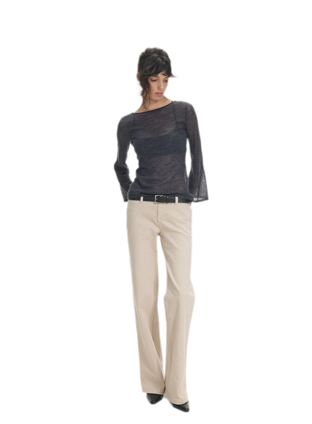 Mohair Sheer Flared Sleeve Top