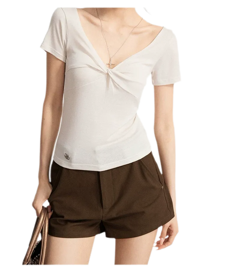 V-Neck Ruched Summer Top