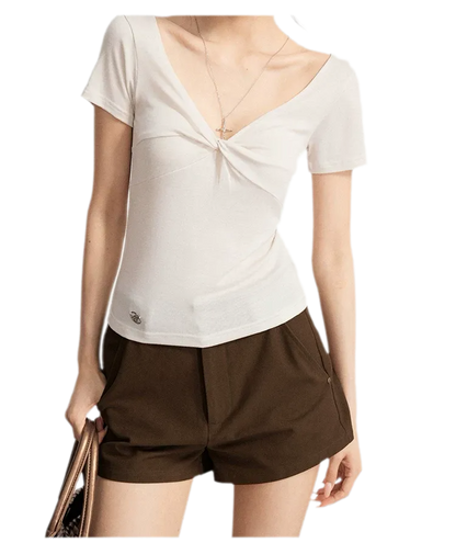 V-Neck Ruched Summer Top