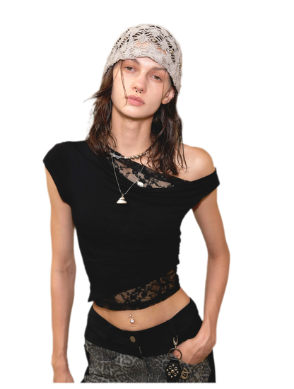Lace Shoulder Trim Tee