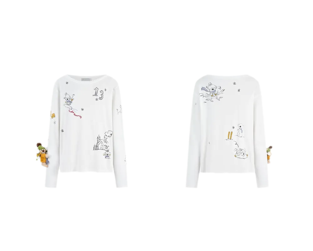Graphic Off-Shoulder Long-Sleeve T-Shirt