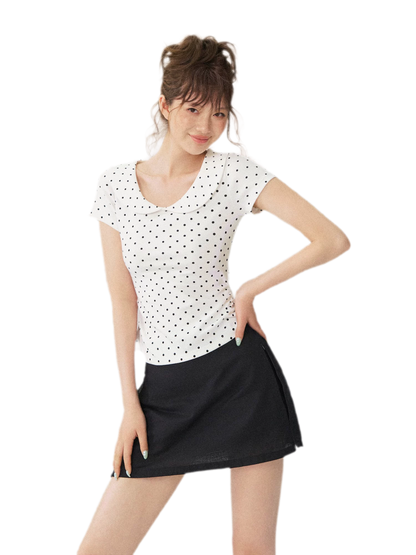 Polka Dot Tie Back T-Shirt