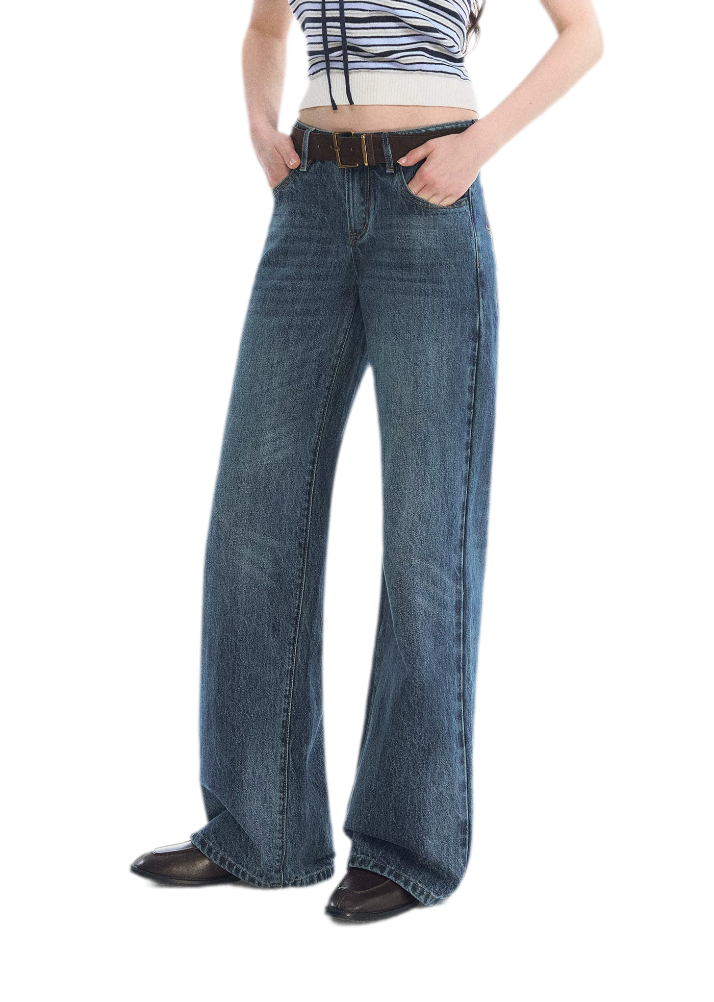 Washed Bow Embroidered Jeans