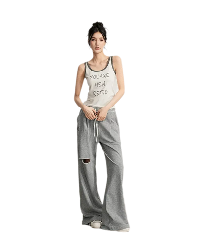 Distressed Wide-Leg Pants