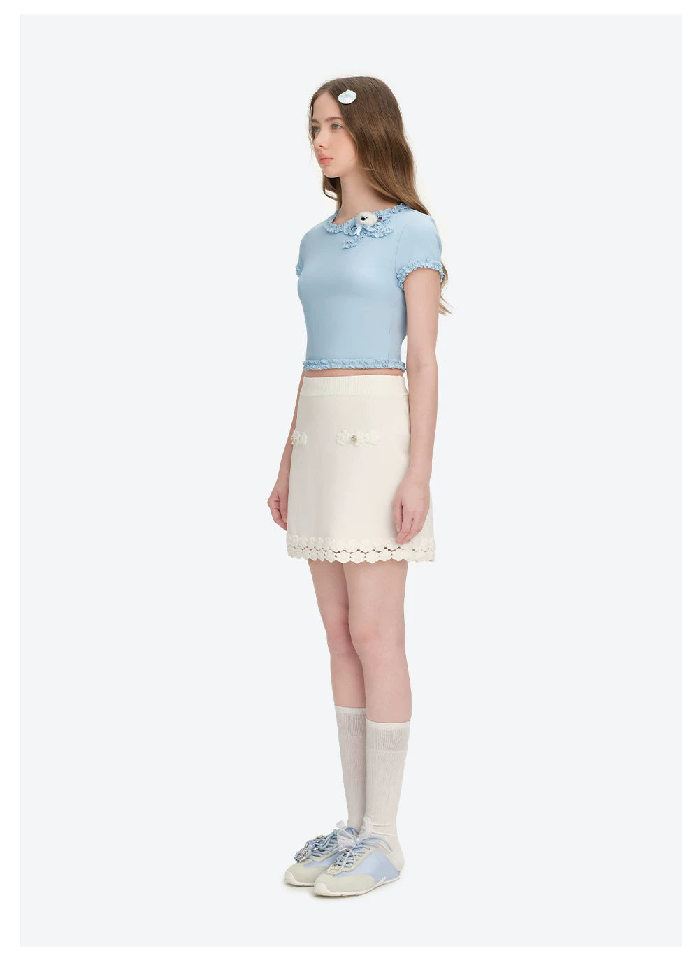 Ruffled Bow Short Sleeve T-Shirt