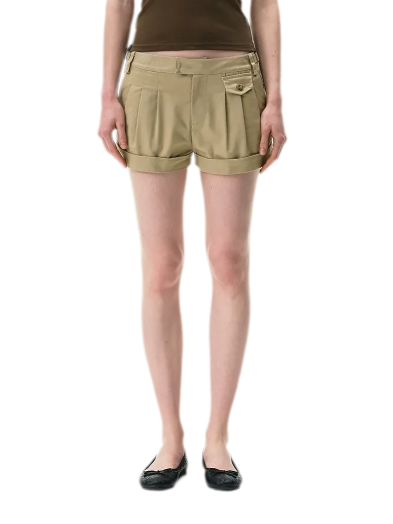 Pleated Twill Shorts