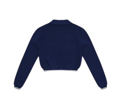 Contrast Stripe Knitted Cropped Jacket