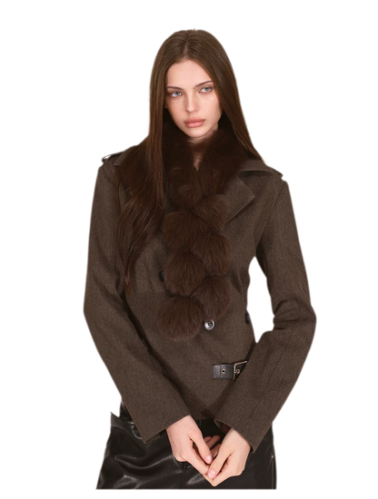 Belted Asymmetric Twill Blazer