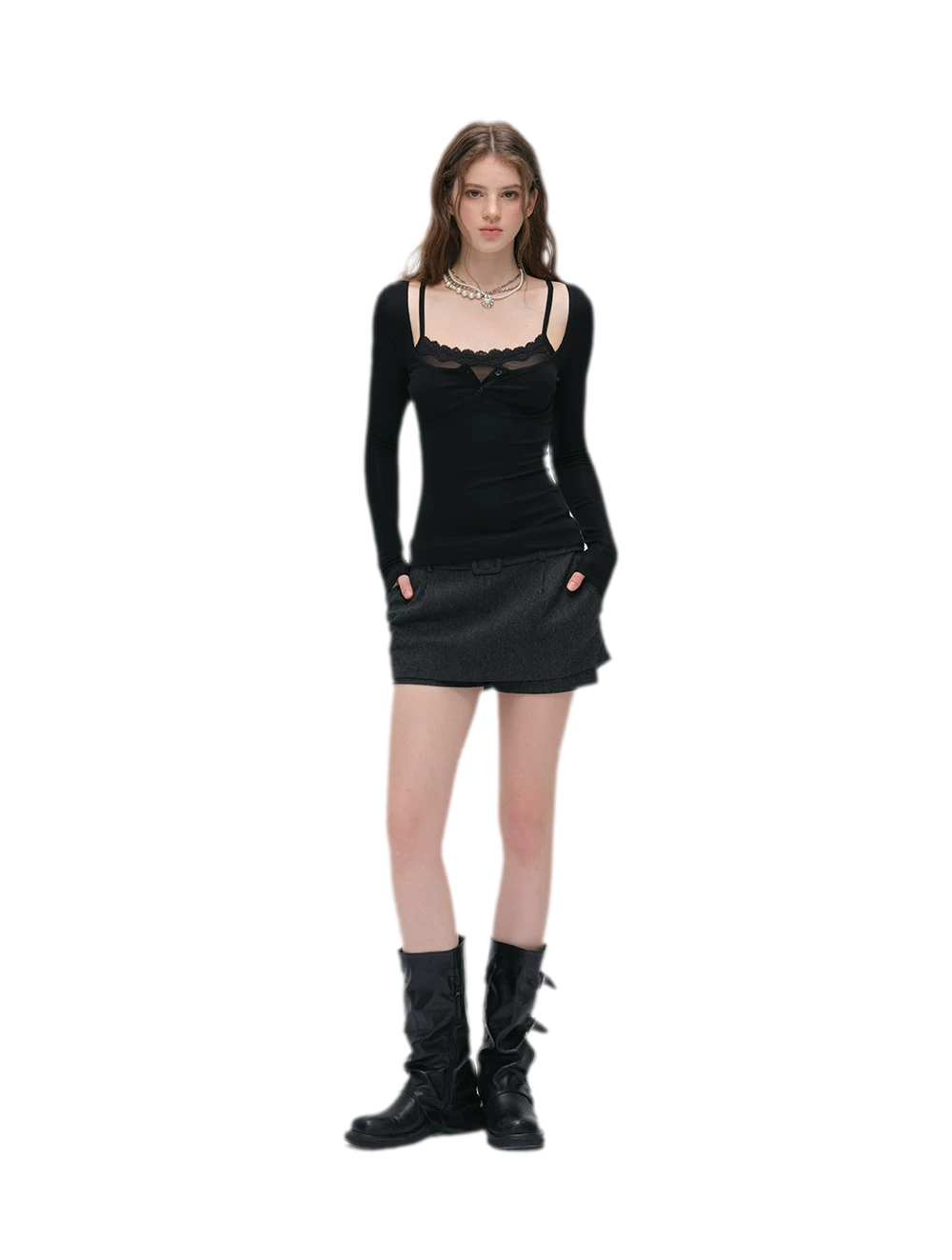 Lace Trim Fitted Top