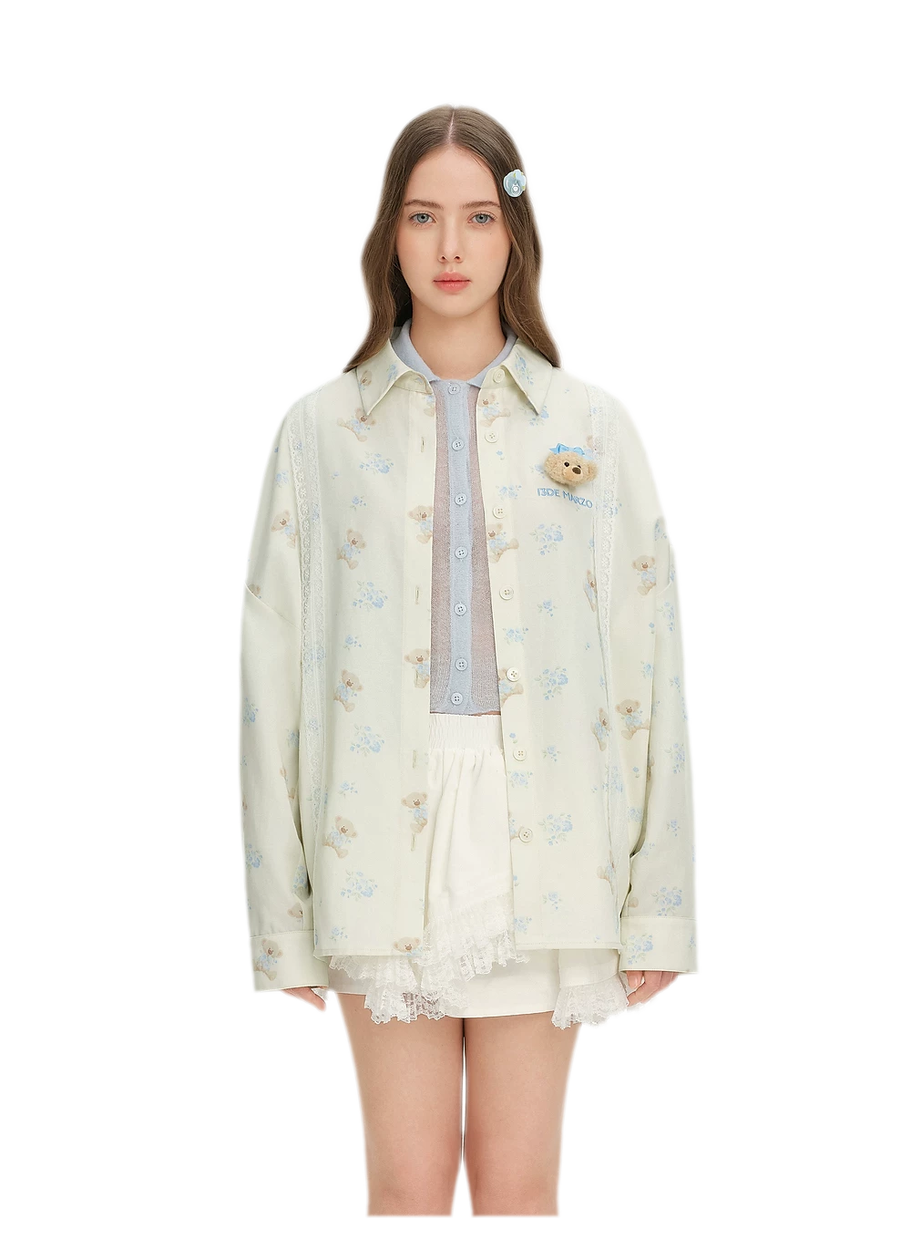 Floral Lace Trim Shirt
