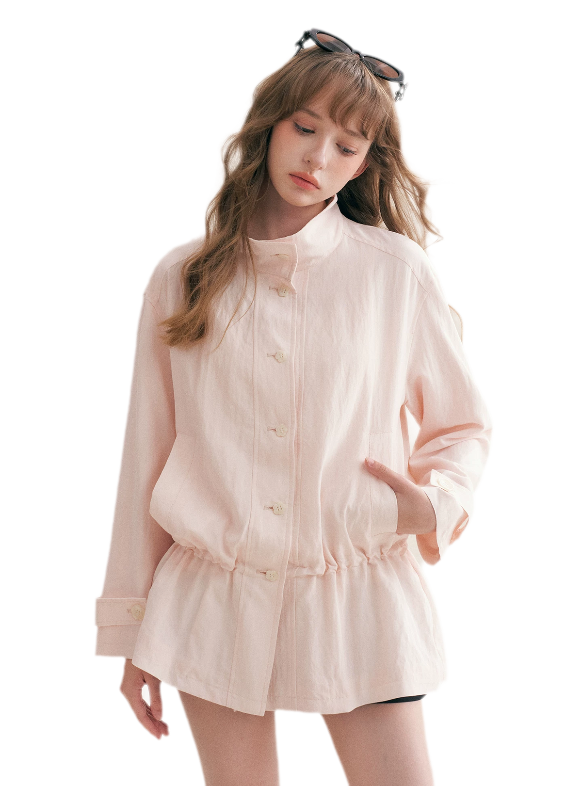 Wrinkled Relaxed Drawstring Coat