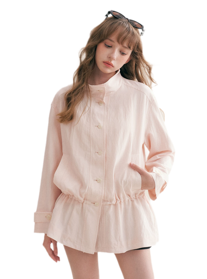 Wrinkled Relaxed Drawstring Coat
