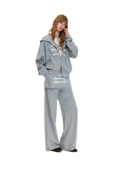 Texturierte Hoodie-Jacke mit Puff-Print